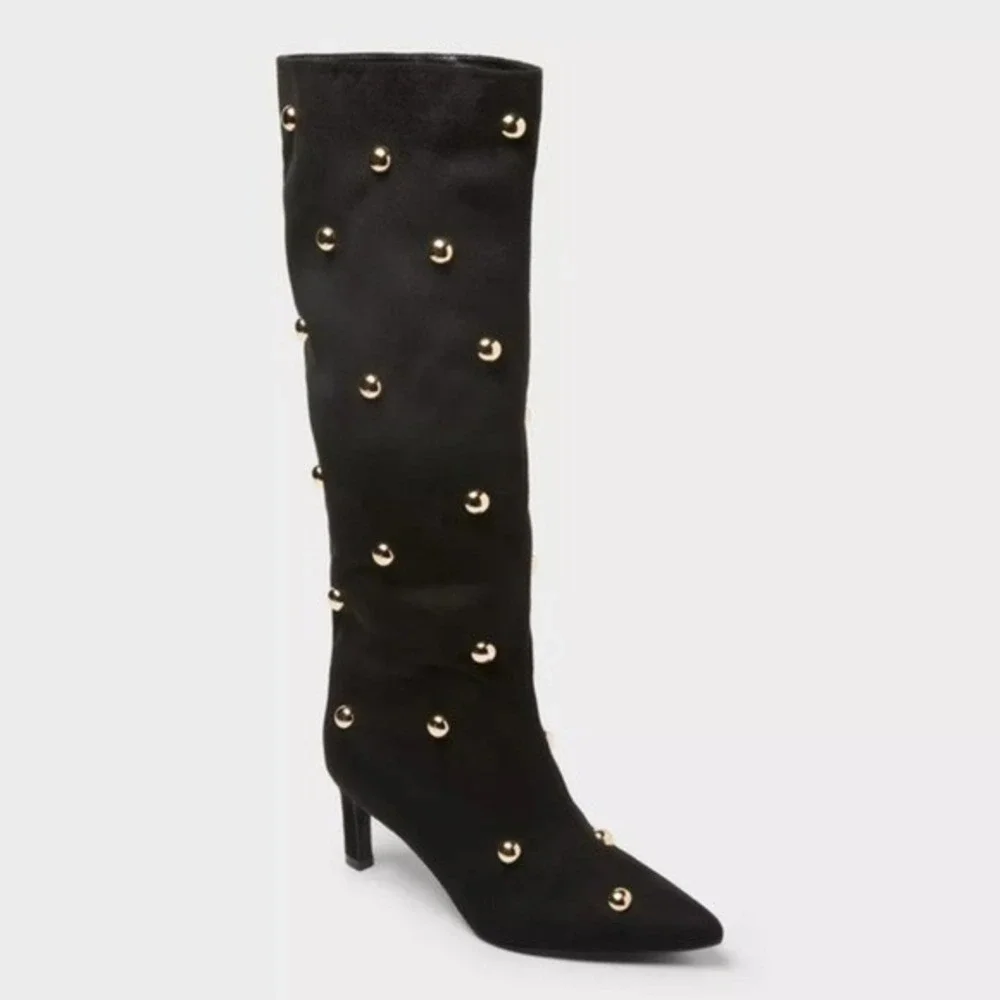 Women's A New Day Justice Mid-Calf Boots Jet Black Size 6.5 New‎ With Tags